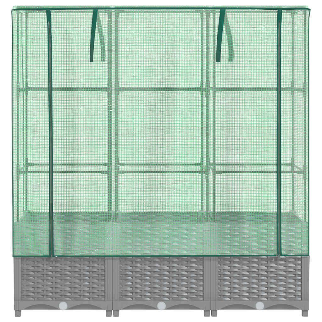 Arriate Con Cubierta Invernadero Aspecto Ratán 120x40x138 Cm_3