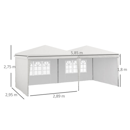 Outsunny Carpa Plegable 6x3 M Con Paredes Laterales Altura Ajustable Blanco_2