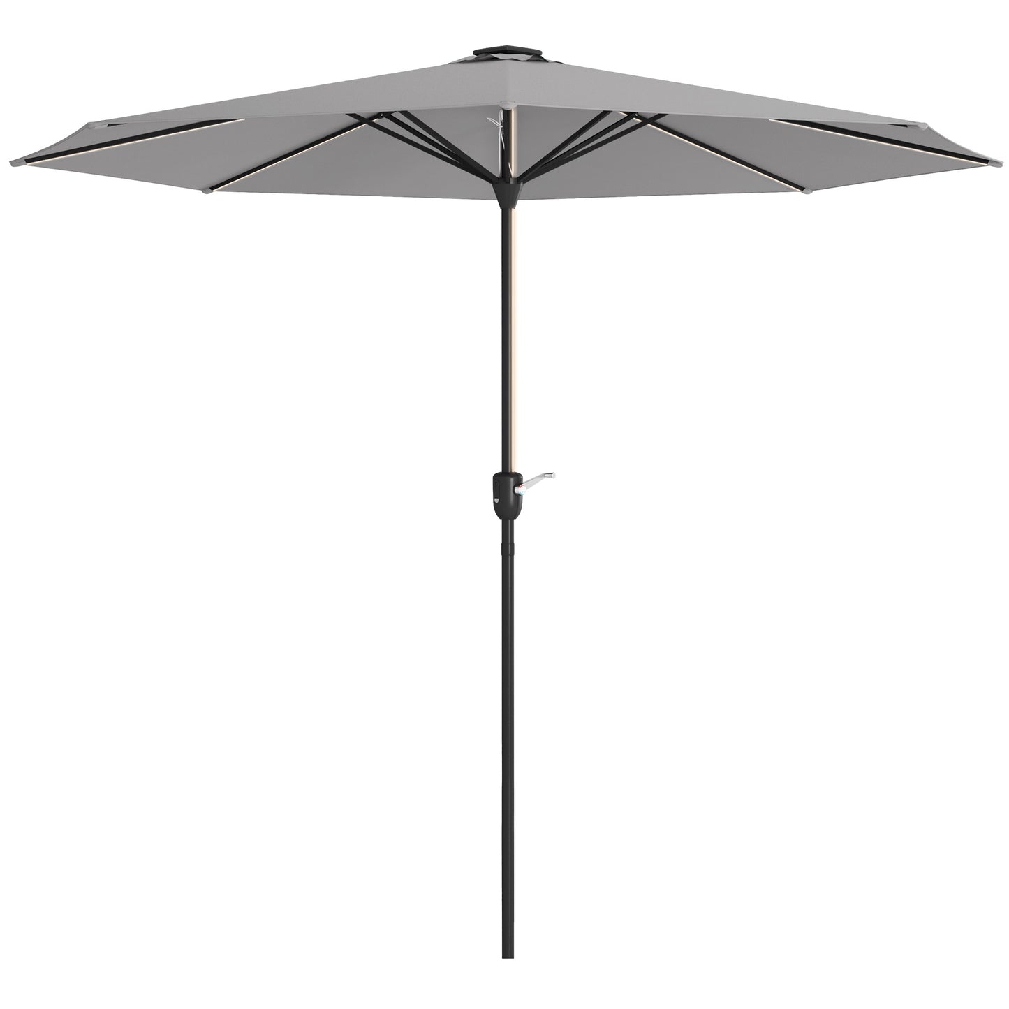 Outsunny Sombrilla De Jardín Ø265x240 Cm Con Luces Led Solares Gris Claro_0