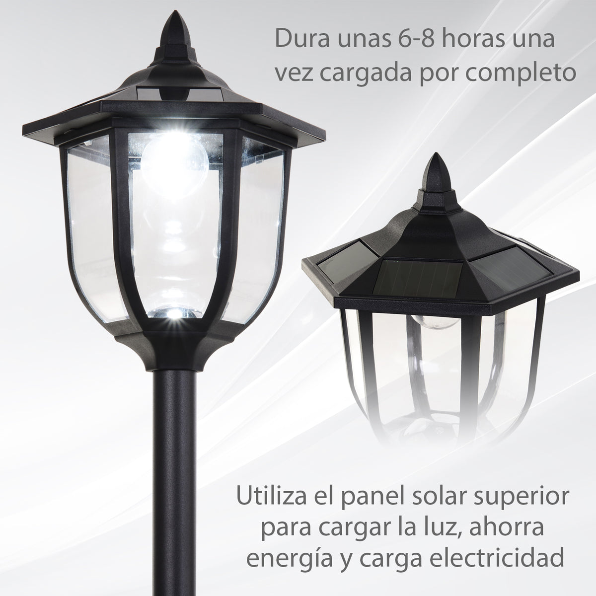 Farolas Solares Outsunny Abs Negro 26.5x26.5x177 Cm_4