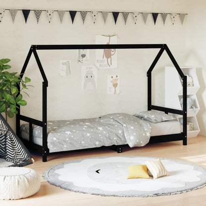 Vidaxl Estructura De Cama Para Niños Madera De Pino Negro 80x200 Cm_1