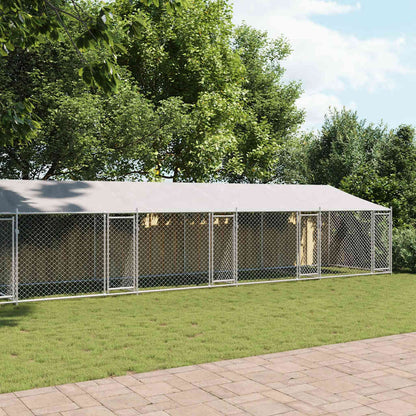 Jaula De Perros Techo Y Puertas Acero Galvanizado Gris 10x2x2 M_2
