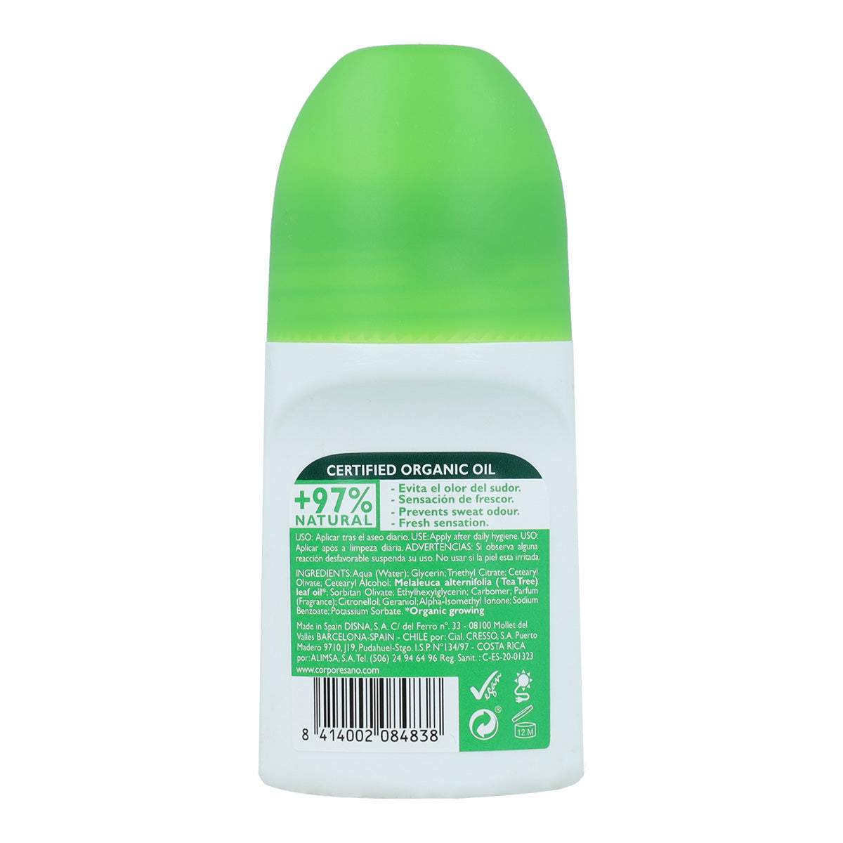 Pack 2x Desodorante roll-on árbol de té Corpore Sano 75 ml