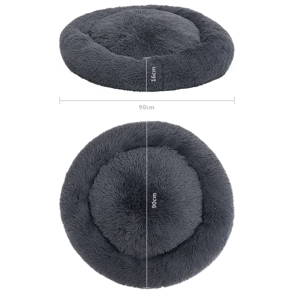 Vidaxl Cojín Lavable Para Perros Y Gatos Felpa Gris Oscuro 90x90x16 Cm_2