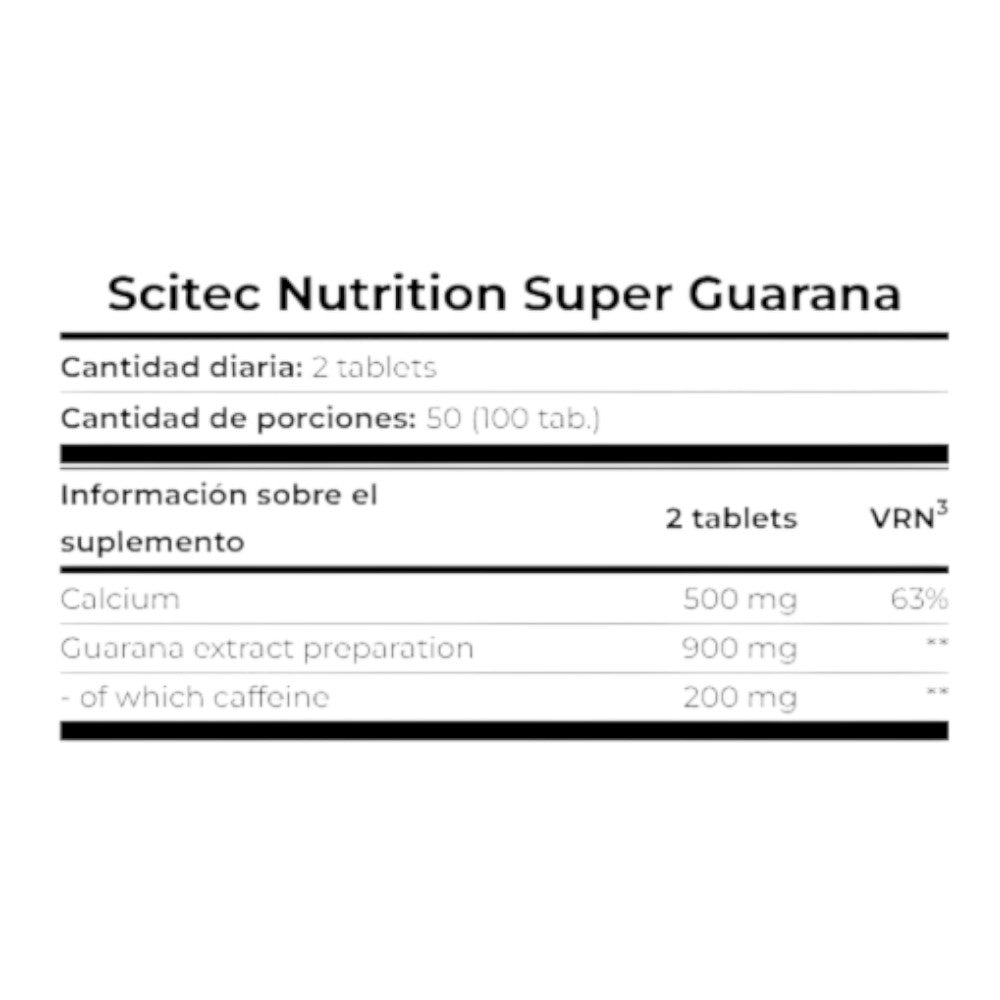 Super Guaraná - 100 Tabletas - Quemadores - Scitec Nutrition_1