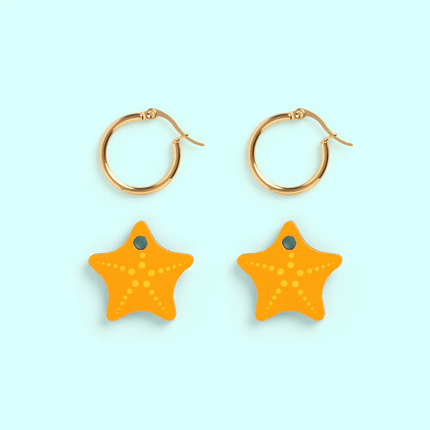 Pendientes Estrella de Mar - Aro de Acero Quirúrgico y Bañado en Oro de 18k - Nature Vibes_2