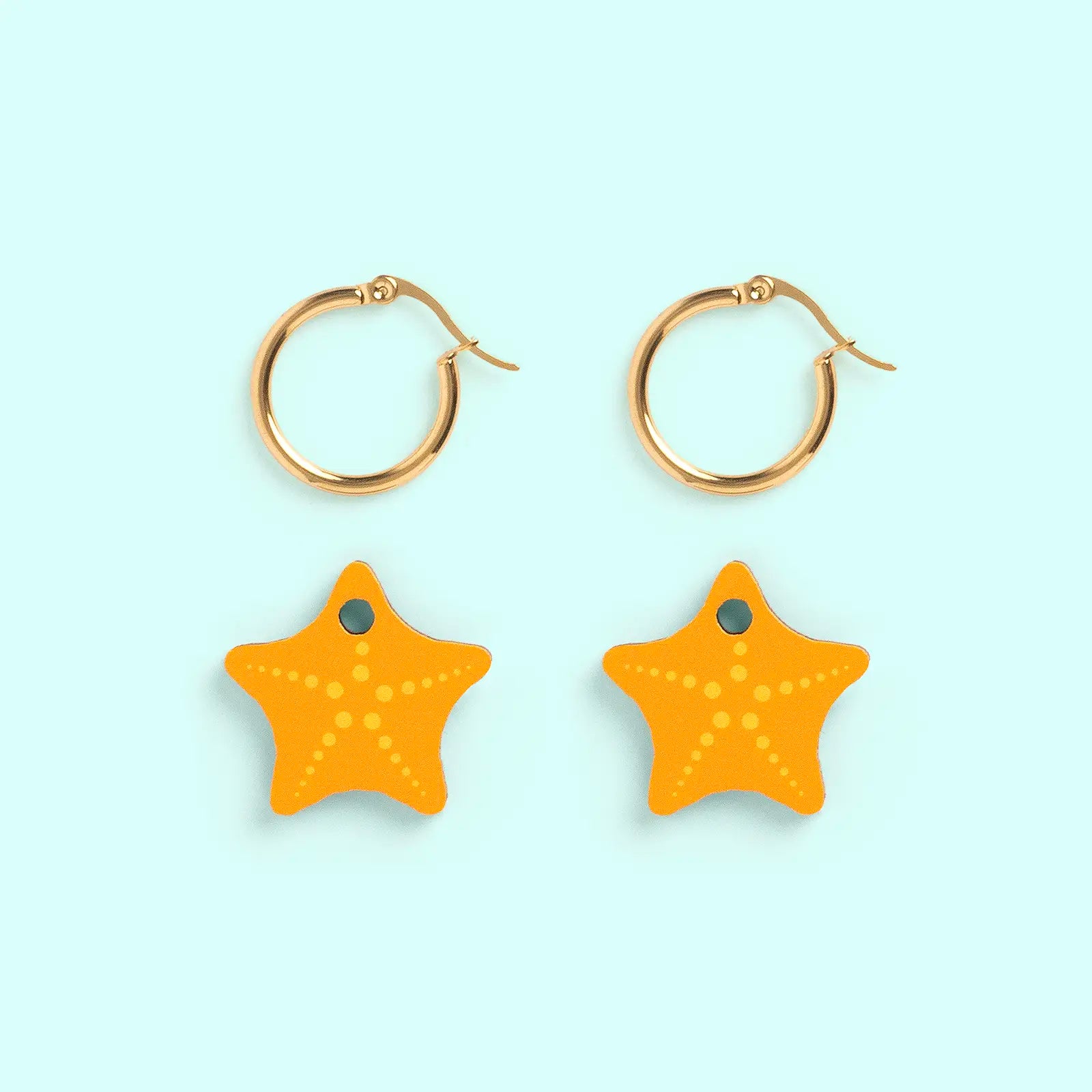 Pendientes Estrella de Mar - Aro de Acero Quirúrgico y Bañado en Oro de 18k - Nature Vibes_2