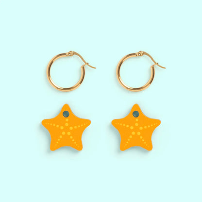 Pendientes Estrella de Mar - Aro de Acero Quirúrgico y Bañado en Oro de 18k - Nature Vibes_2