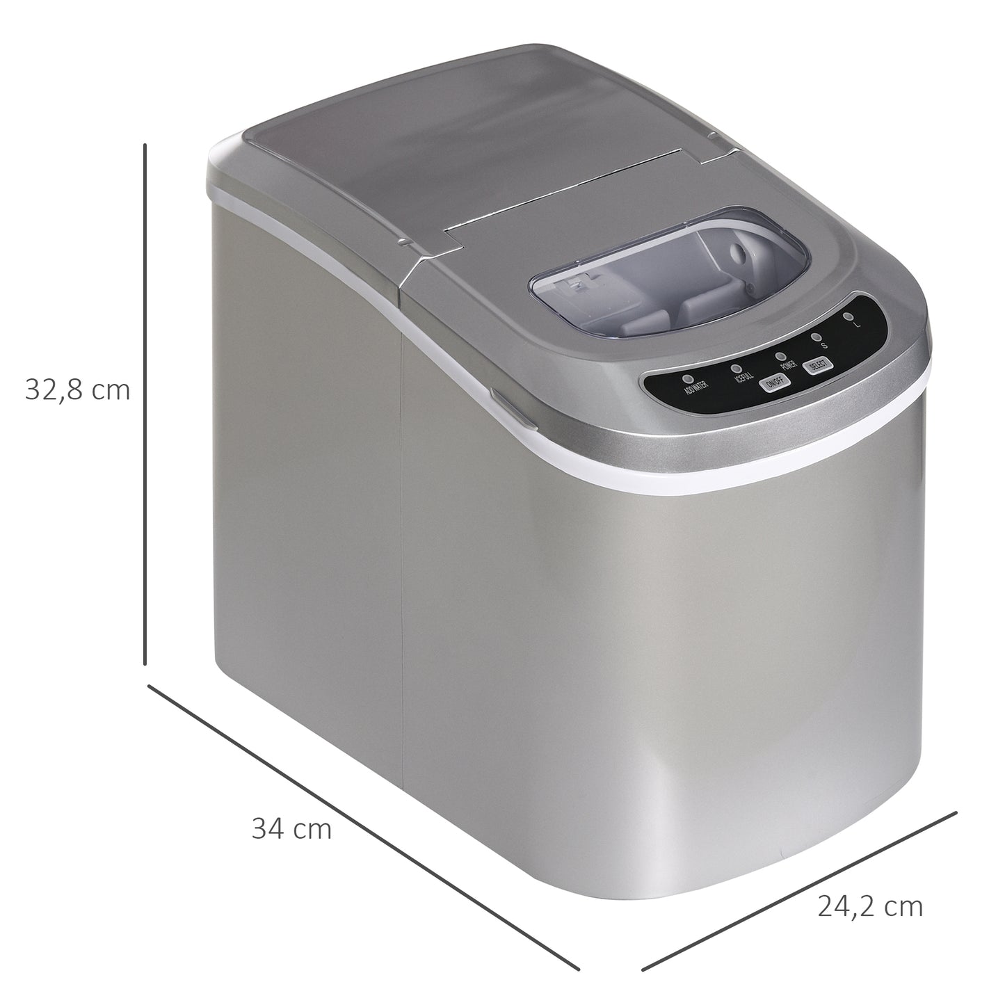 Homcom Máquina Para Hacer Hielo 9 Cubitos De Hielo En 6-13 Min 24,2x34x32,8 Cm_2