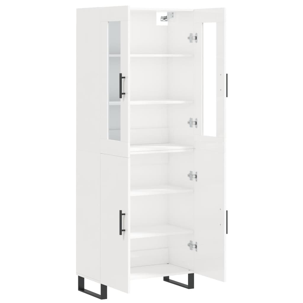 Aparador Alto Madera Contrachapada Blanco Brillo 69,5x34x180 Cm_3
