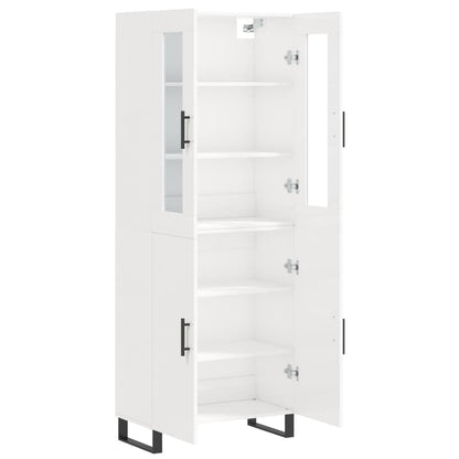 Aparador Alto Madera Contrachapada Blanco Brillo 69,5x34x180 Cm_3