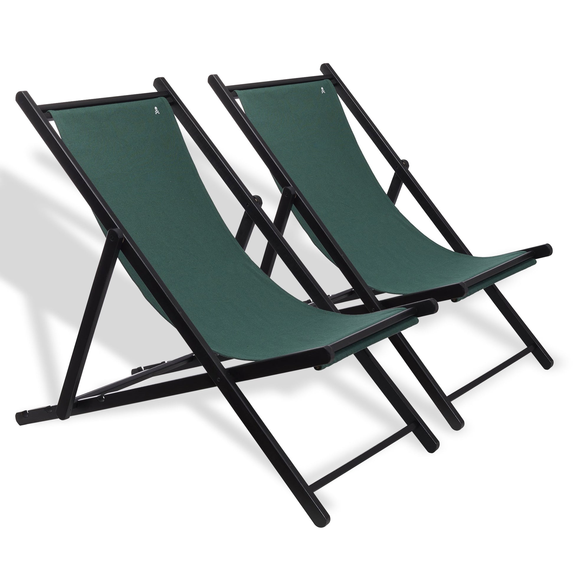 Set De 2 Hamacas Plegables De Madera De Haya, Verde Oscuro, Wengué, Sin Brazos - Scalpers_4