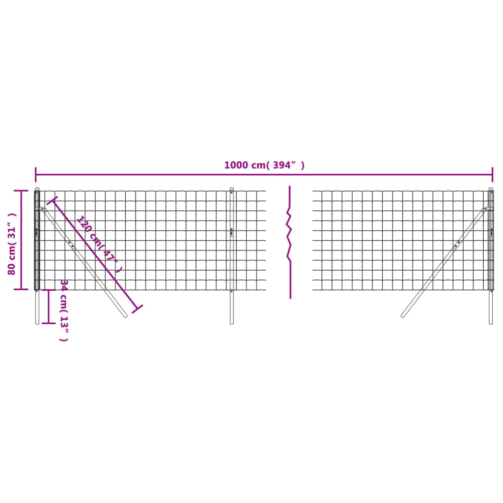 Cerca De Alambre De Acero Galvanizado Verde 0,8x10 M / Vetonek_4