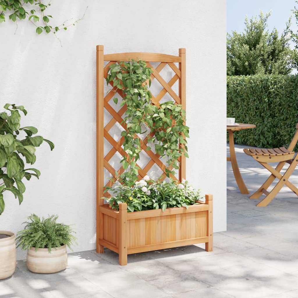 Jardinera Con Enrejado Marrón 55x29,5x110 Cm Madera Maciza De Abeto_2