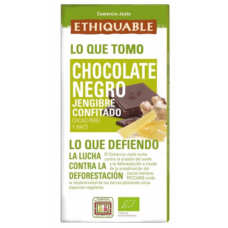 Chocolate negro biológico com gengibre cristalizado Ethiquable 100 g