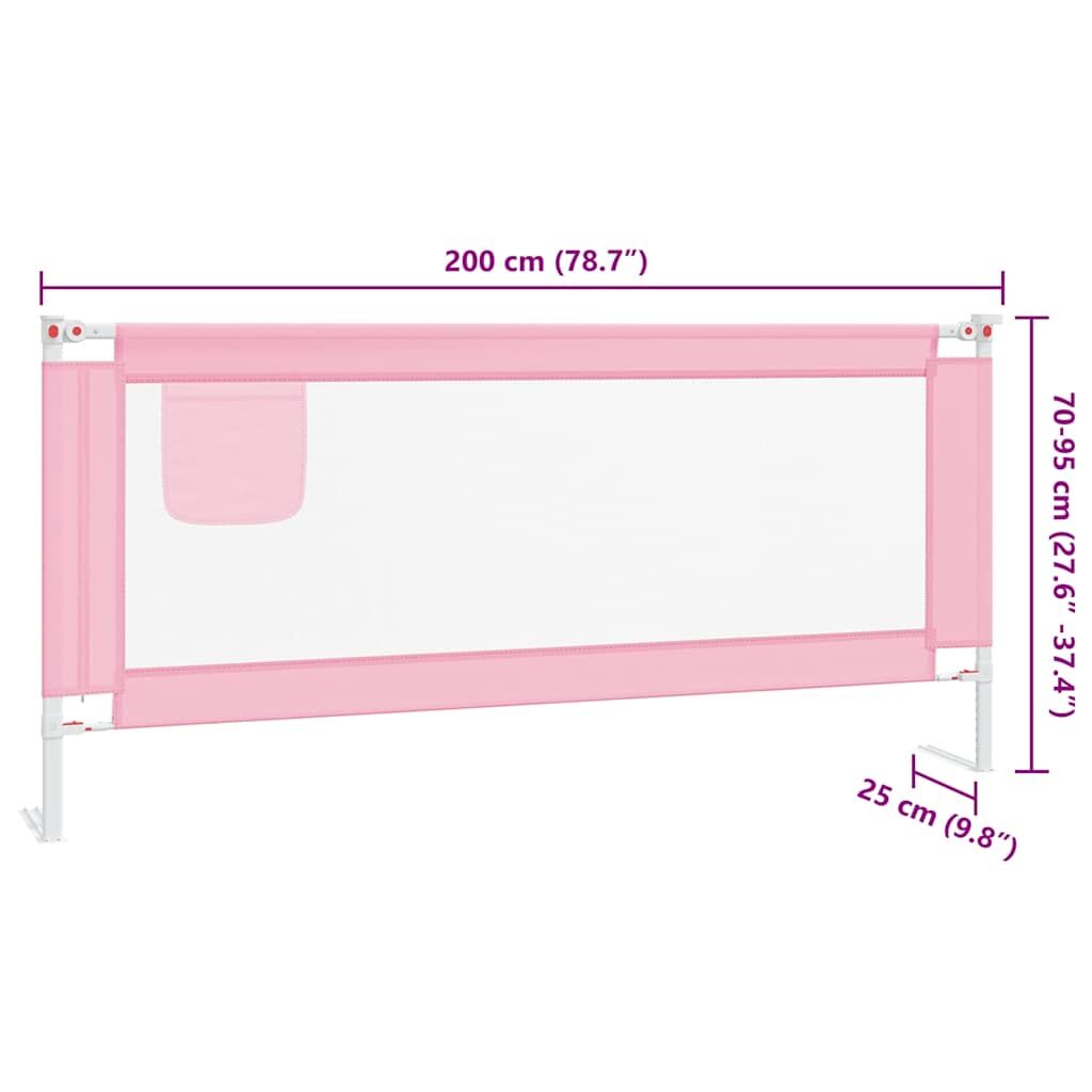 Vidaxl Barandilla De Seguridad Cama De Niño Rosa Tela 200x25 Cm_2