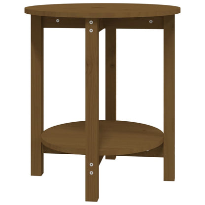 Mesa De Centro De Madera Maciza De Pino Marrón Miel Ø55x60 Cm_0