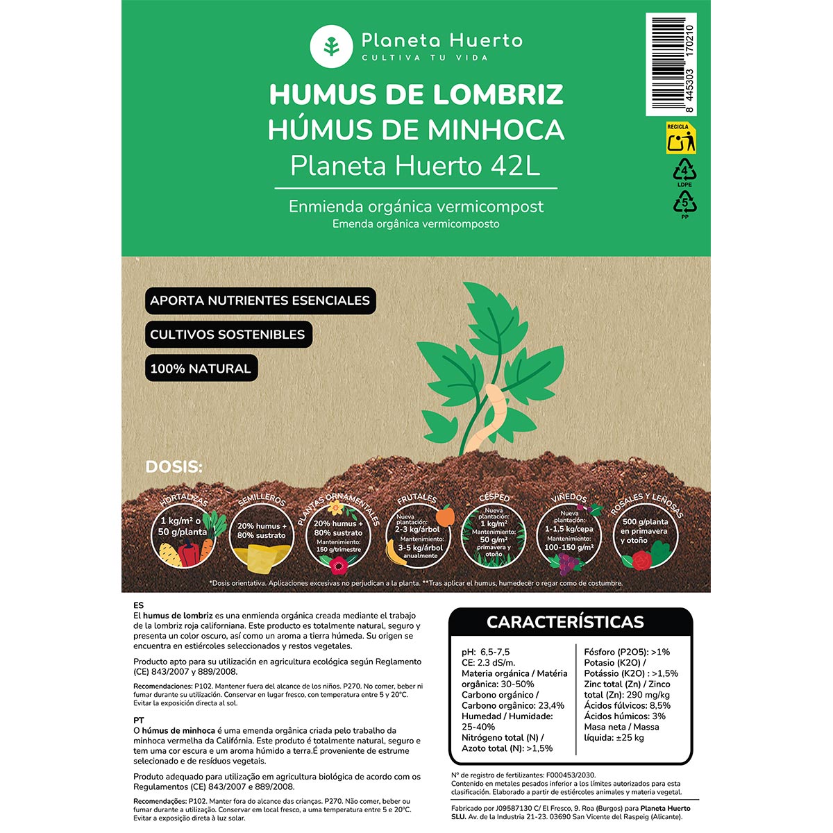 Planeta Huerto Húmus de Minhoca 42 l