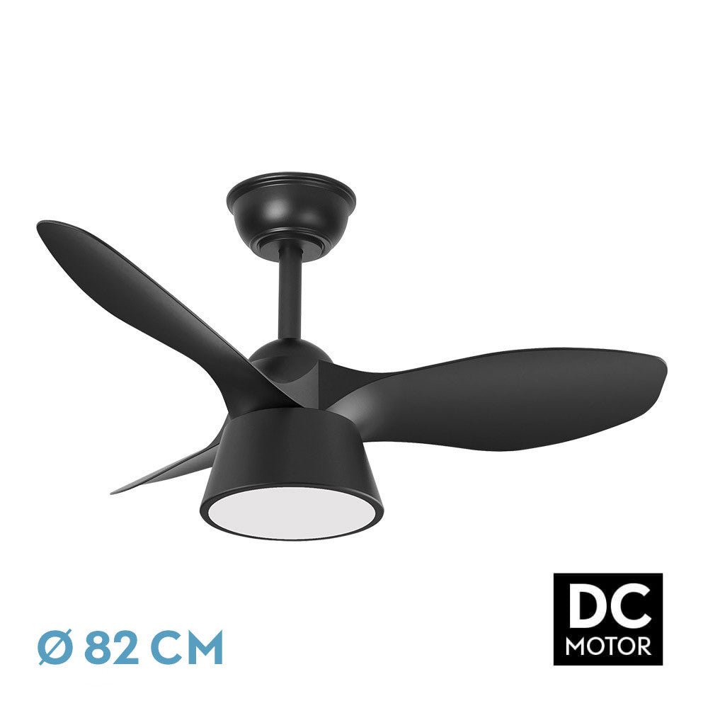 Ventilador Dc Cubico 36w 2680lm Negro 3 Aspas 82d 3000k,4500k,6000k,remoto+tempor+memoria_0