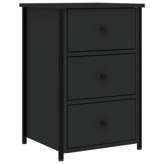 Mesita De Noche Madera De Ingeniería Negro 40x36x60 Cm_0
