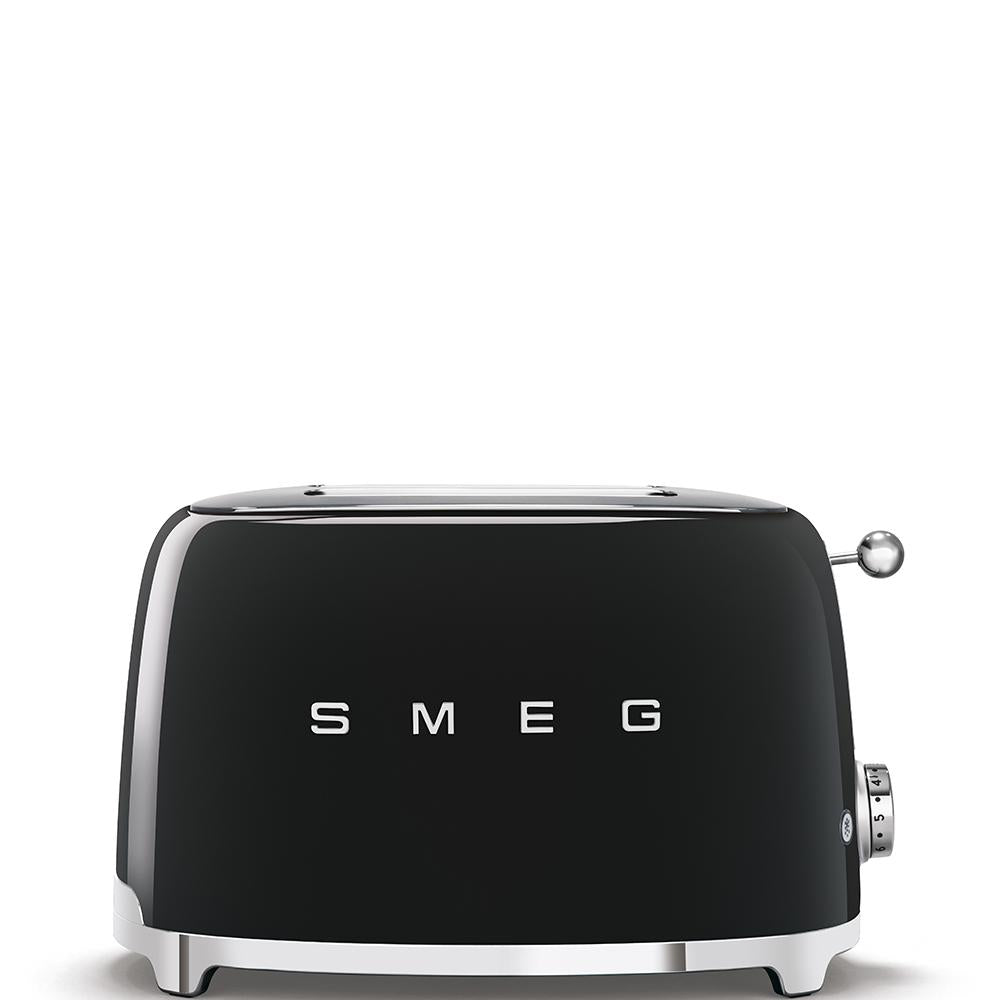 Torradeira SMEG com 2 compartimentos, estilo anos 50, preta
