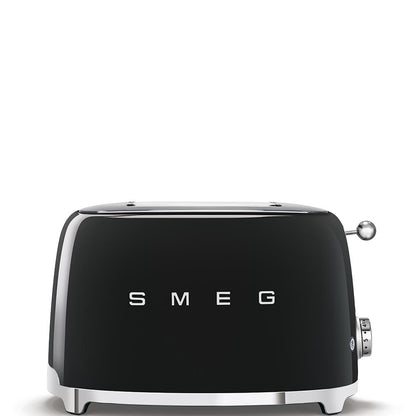 Torradeira SMEG com 2 compartimentos, estilo anos 50, preta mate