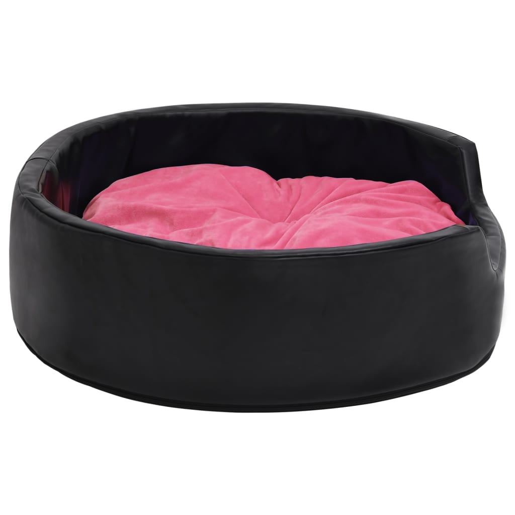 Vidaxl Cama De Perros Felpa Y Cuero Sintético Negro Y Rosa 99x89x21 Cm_3