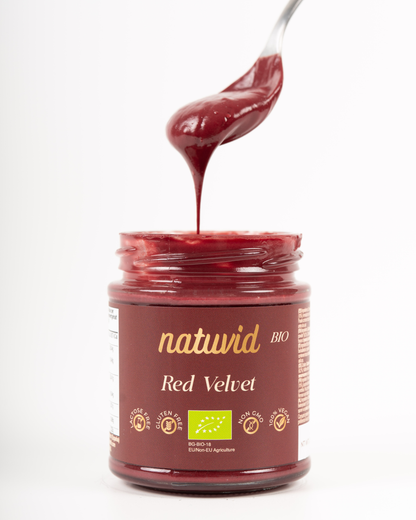 Crema Red Velvet BIO Natuvid (200g) | Mantequilla de Frutos Secos Orgánica | Vegana, Sin Gluten y Sin Lactosa_1