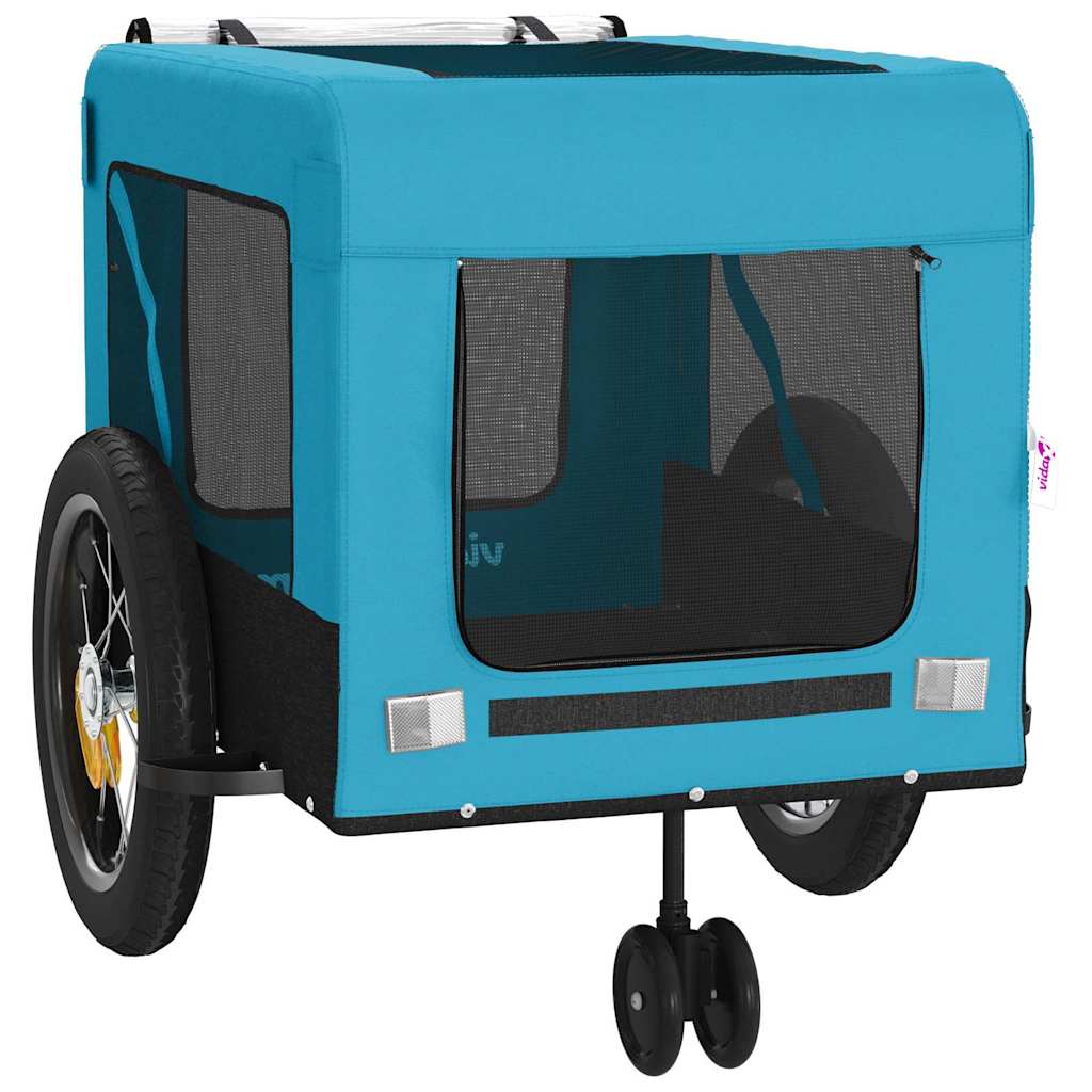 Remolque De Bicicleta Mascotas Hierro Tela Oxford Azul Negro_5