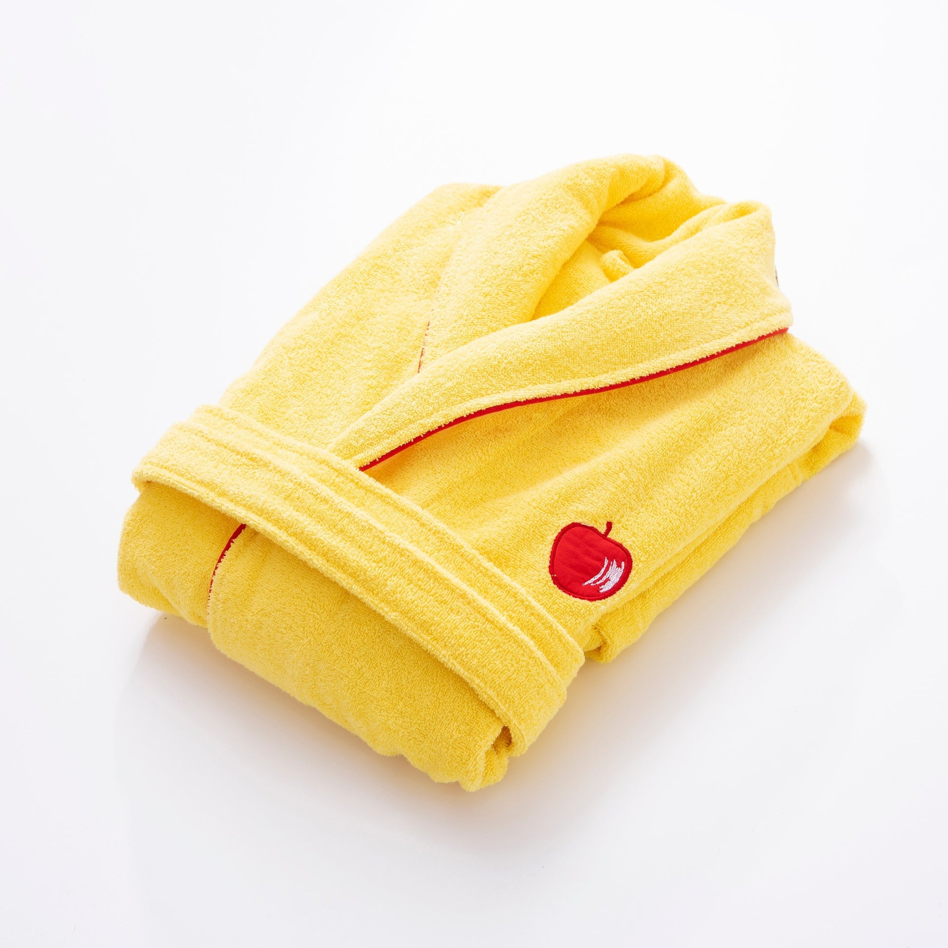 Albornoz M/l 380gsm 100%algodon Amarillo Con Manzana Roja Benetton Fruits Be_3