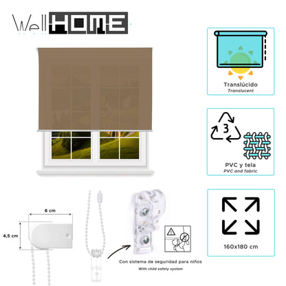 Estor Marrón 160x180cm Translúcido Enrollable Wellhome_1
