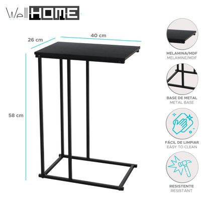 Well Home Mesa Auxiliar De Metal Con Tablero Mdf En Color Negro_1