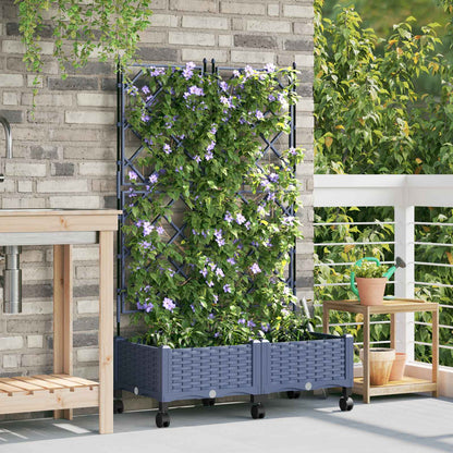 Jardinera Con Enrejado Y Ruedas 2 Uds. Gris 80 X 40 X 131,5 Cm_1