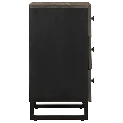 Mesilla De Noche Negra 50x33x62 Cm Madera Maciza Mango_2