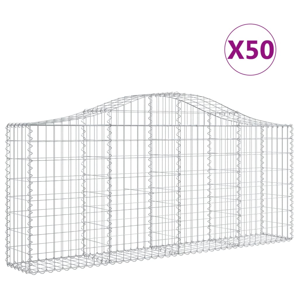 Cestas De Gaviones 50 Uds Forma De Arco Hierro 200x30x80/100 Cm_0