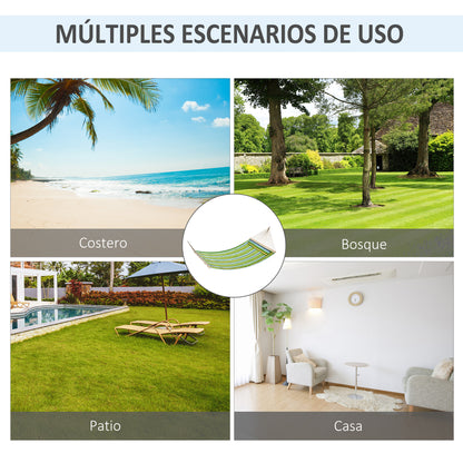 Outsunny Hamaca Doble Colgante De Jardín Hamaca Para Camping Con Almohada_5