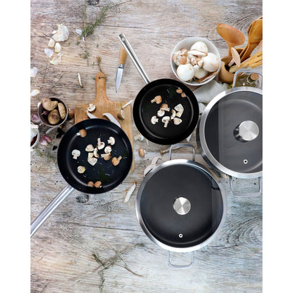 Batería Cocina Inducción 9 Piezas, Antiadherente Libre Pfoa Exterior Negro Mate Retro Vintage Magefesa Ares, Negro_3