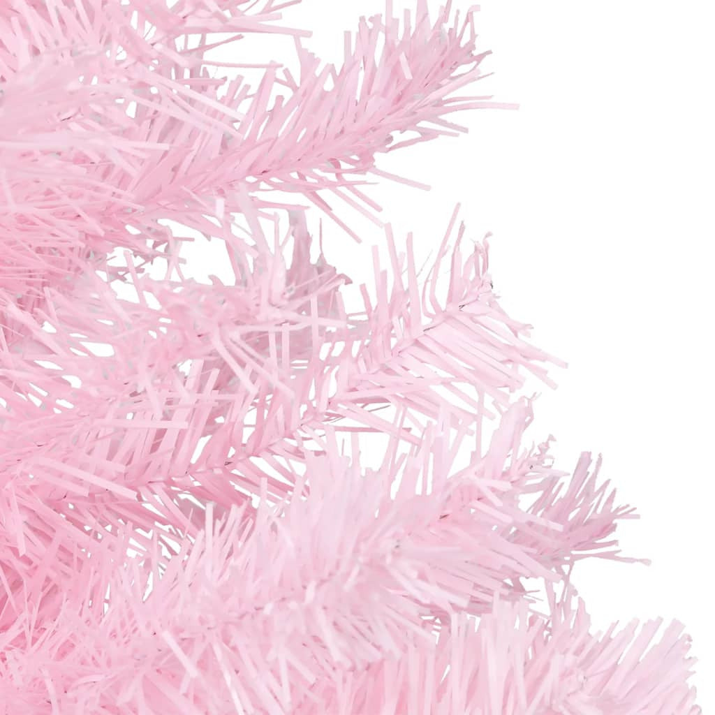 Vidaxl Árbol De Navidad Preiluminado Con Luces Y Soporte Rosa 120 Cm_3