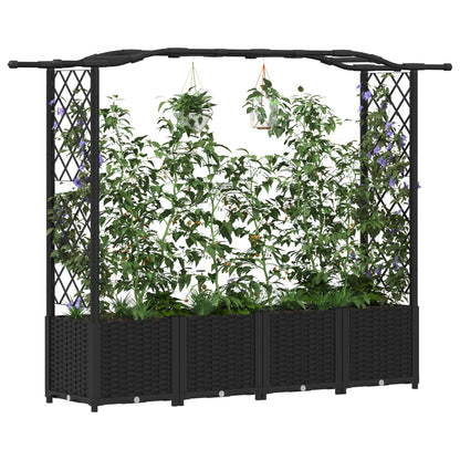 Cama Elevada Con Trellis Y Techo Negro 204 X 40 X 138 Cm Pp_2