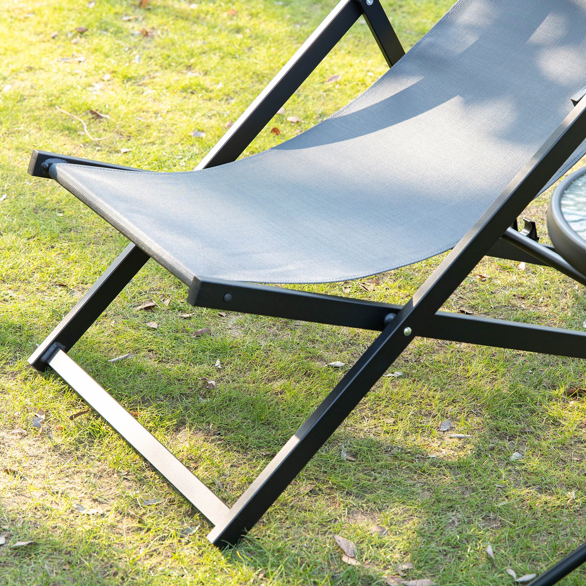 Outsunny Conjunto De 2 Tumbonas Reclinables Y Plegables 58x96.5x91.5cm Gris_3