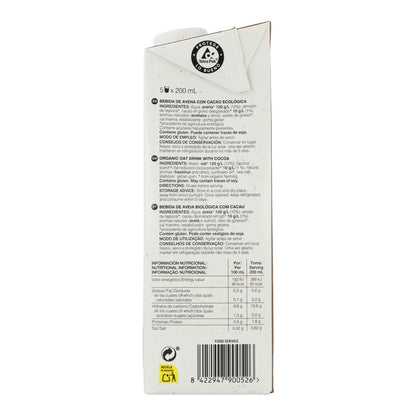 Embalagem de 6 x Bebida de Aveia Natural Biológica Soria com Cacau 1 L