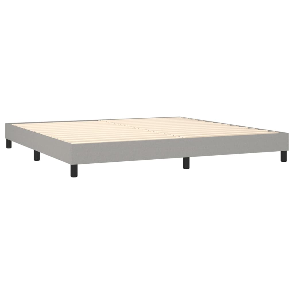 Cama Box Spring Con Colchón Tela Y Led Gris Claro 200x200 Cm / Vetonek_3