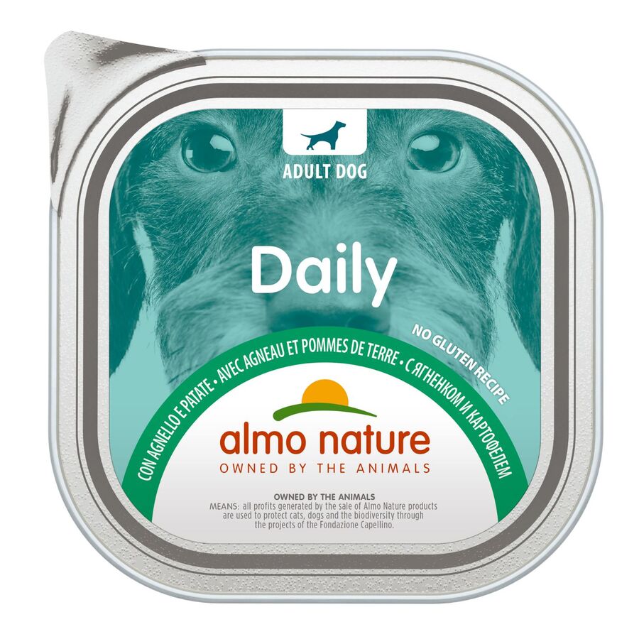 9x300gr Tarrina De Comida Húmeda Daily Almo Para Perro De Cordero Y Patata_0