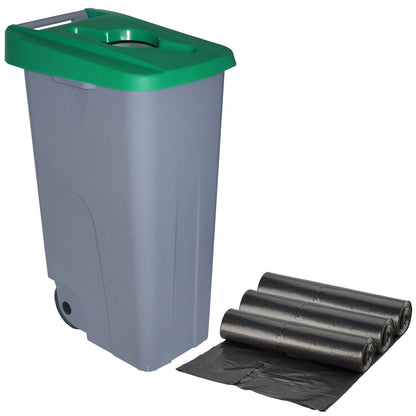 Contenedor Reciclo 110 Litros Abierto + 3x Bolsas De Basura De 10 Unidades_0