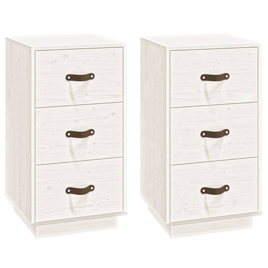 Mesitas De Noche 2 Uds Madera Maciza Pino Blanco 40x40x75 Cm_0