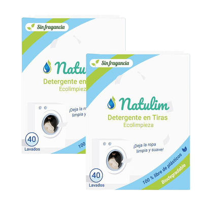Embalagem de 2 tiras de lavagem Natulim Eco sem fragrância, 40 lavagens
