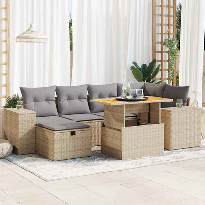 Set Sofás Jardín Y Cojines 8 Pzas Ratán Sintético Acacia Beige / Vetonek_4