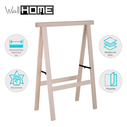Pack De 2 Caballetes Plegables Well Home De Madera - 100x73,5 Cm_1