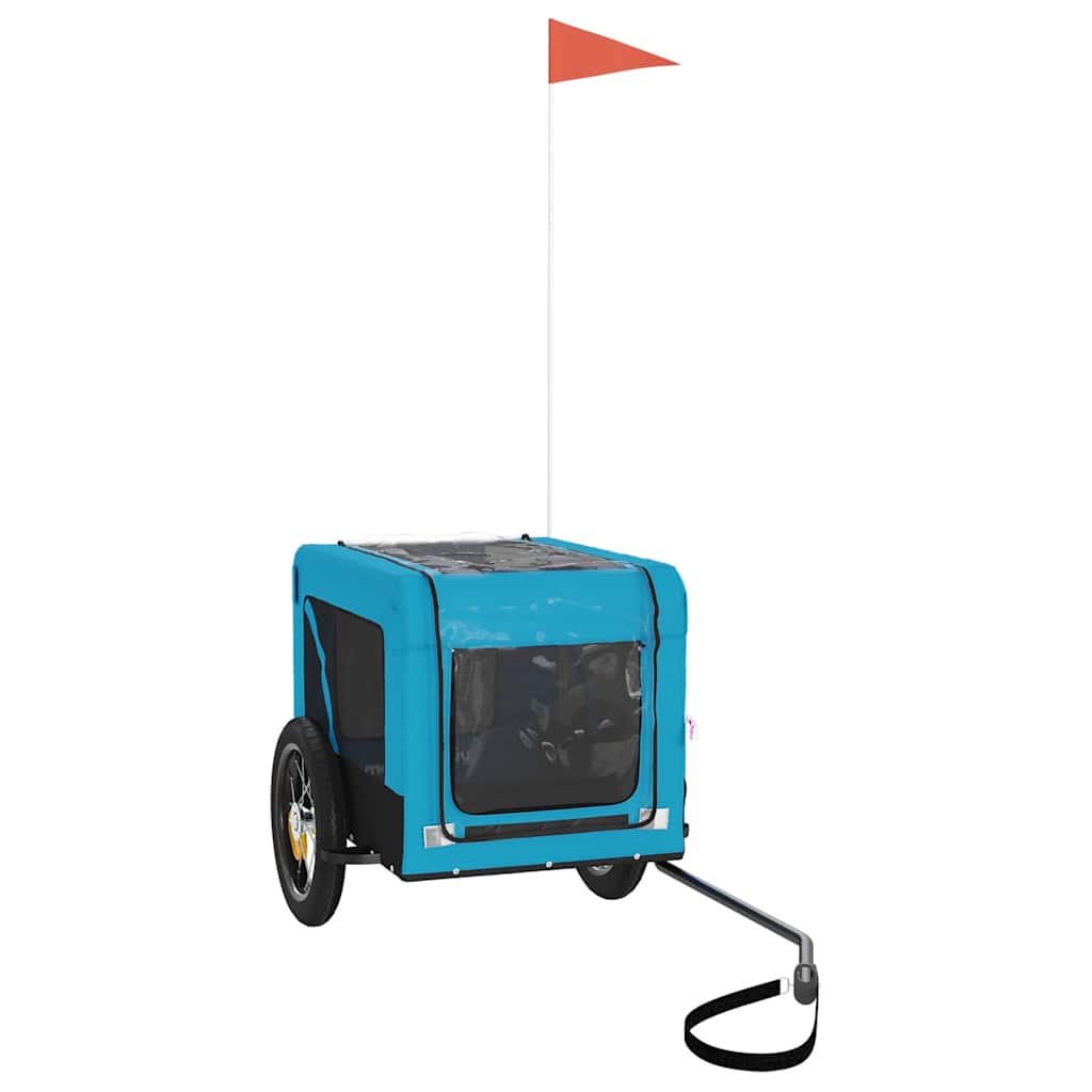 Remolque De Bicicleta Mascotas Hierro Tela Oxford Azul Negro_3