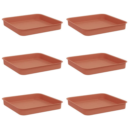 Bandeja Cuadrada Para Flores 6 Pcs Rojo Ladrillo 15 X 15 X 2 Cm_0